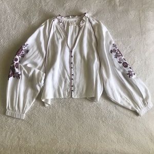Urban Outfitters Embroidered Cropped Blouse S